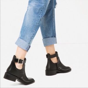 Zara Patent Leather Cuff Boots w/ Chunky Heel